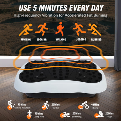 330lb Vibration Plate Exercise Machine, Vibration Board for Muscle Relaxation, Whole Body Workout Vibrate Fitness Platform, Waver Vibration Stand for Body Toning, Home Gym Equipment，White
