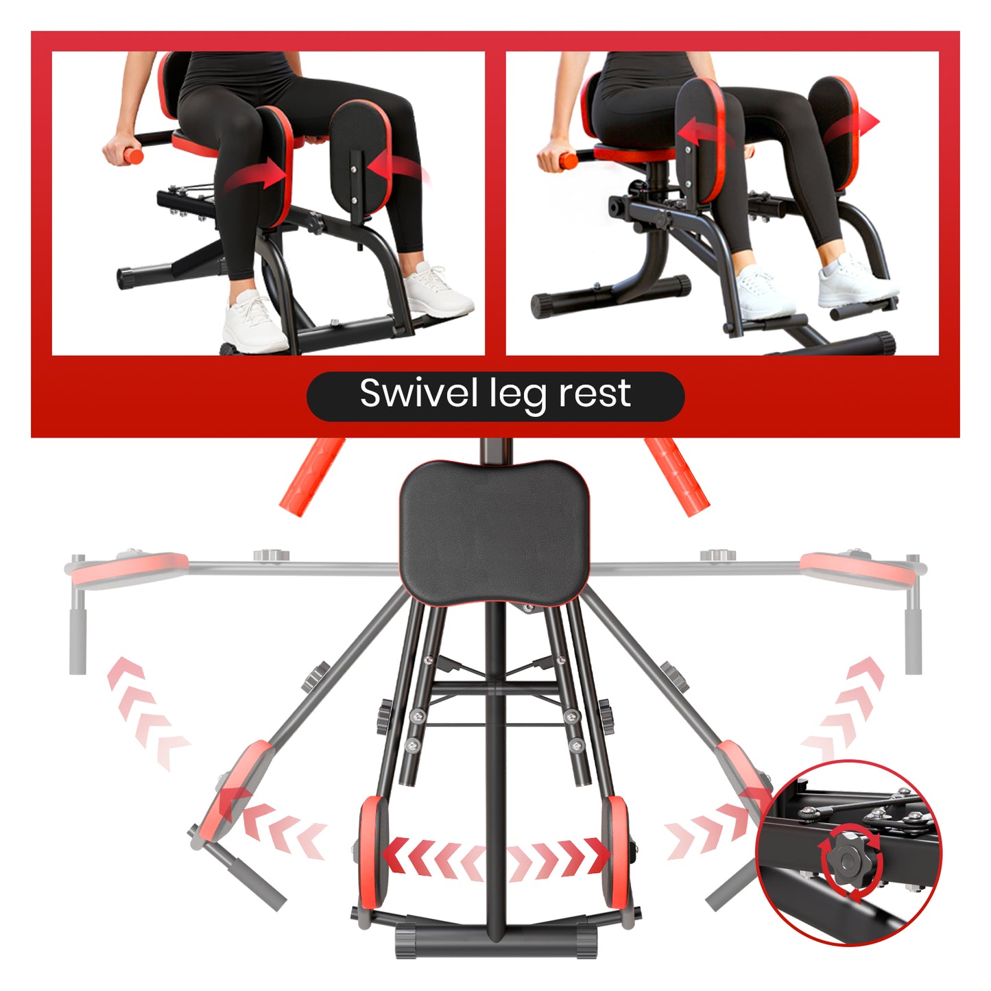Hip Abductor Machine, 3-in-1 Thigh & Glute Trainer for Home Gym, Adjustable Resistance for Inner/Outer Thigh Toner and Butt Lifter, Compact Leg Workout Equipment