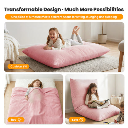 CATGOOD 3-in-1 Bean Bag Chair for Kids Adults, Convertible kids chair with Skin Friendly Fabric for Living Room, Bedroom, Pink