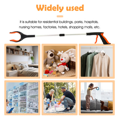 2Pcs 32'' Grabber Reacher Tool, Foldable Grabber Reaching Tool, Lightweight Trash Picker Upper Tool for Elderly with Anti-Slip Rotating Rubber Gripper,Orange
