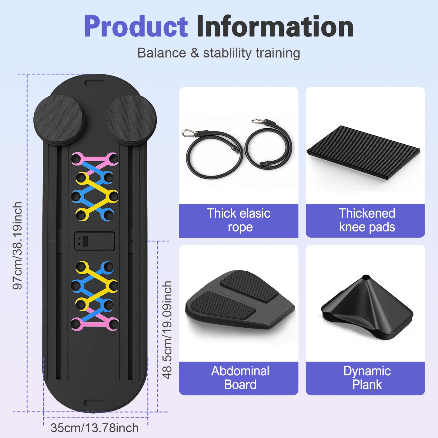 ALSO GO Pilates Board, Multifunctional Abdominal Board, Portable Pilates Machine with LED for Home, Sliding Workout Equipment with Knee Protected, Black