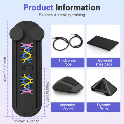 ALSO GO Pilates Board, Multifunctional Abdominal Board, Portable Pilates Machine with LED for Home, Sliding Workout Equipment with Knee Protected, Black