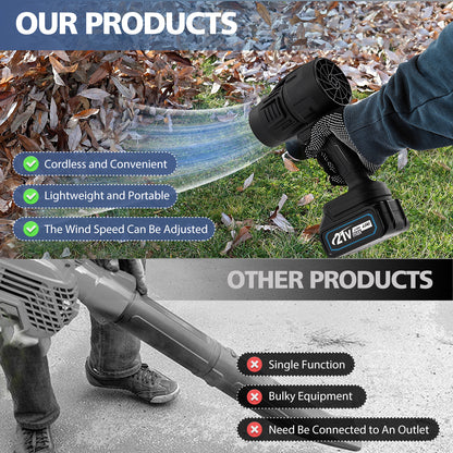 Cordless Leaf Blower with 21V 2×4.0Ah Battery and Charger, 80000RPM 850W Lightweight Electric Leaf Blowers for Lawn Care, Black
