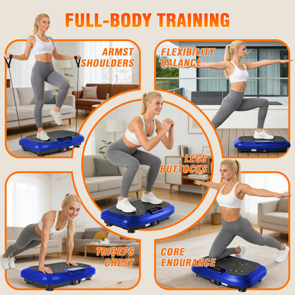 CATGOOD Vibration Plate Exercise Machine, Full Body Vibration Platform with 2 Loops & 5 Resistance Bands for Wellness and Fitness, Blue