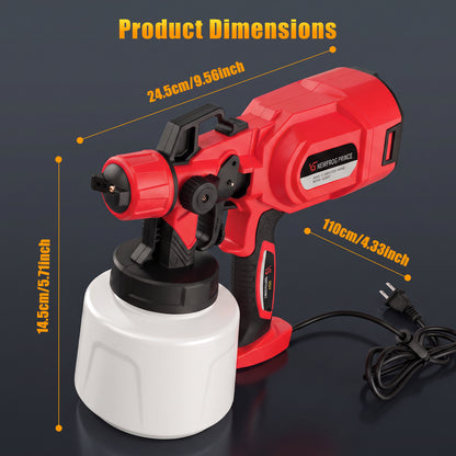 Baokaler Paint Sprayer, 1000W HVLP Electric Spray Gun with 1400ml Container, 4 Copper Nozzles & 3 Spray Patterns for Furniture, Cabinets, Walls, House Painting, Red