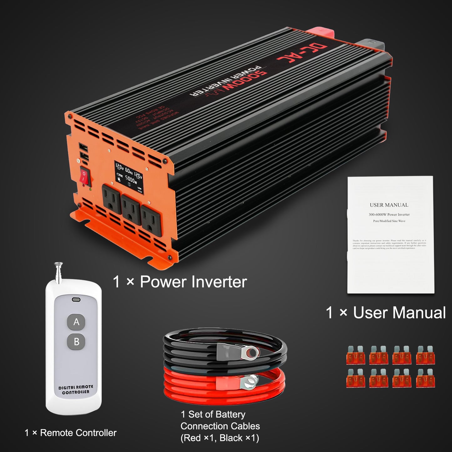 5000 Watt Power Inverter 12V DC to 110V/120V AC Converter Car Inverter with LCD Display