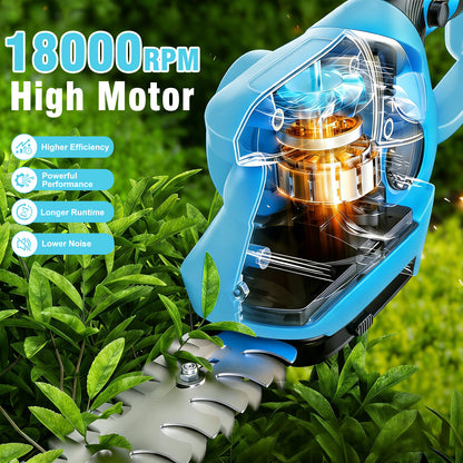 Baokaler 24V Cordless Hedge Trimmer, Hedge Trimmer with Telescopic pole, 3-in-1 Grass Shears, Shrubbery Trimmer & Electric Grass Trimmer, 2 Battery and Charger Included