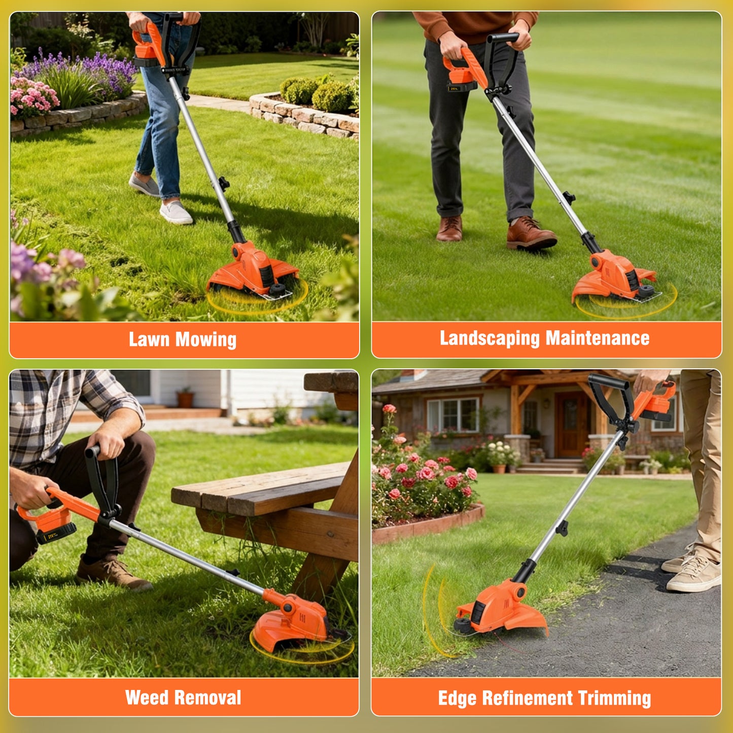 CATGOOD 12" Electric String Trimmer, Cordless Battery Powered Weed Eater, 3-in-1 Cordless Grass Trimmer Edger