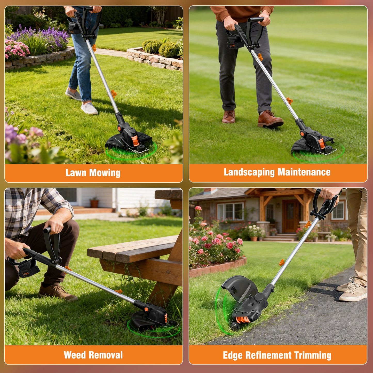 CATGOOD 4AH Cordless String Trimmer, 12" Weed Wacker Cordless with Fast Charger, 2 in 1 Lawn Mower and Weed Trimmer
