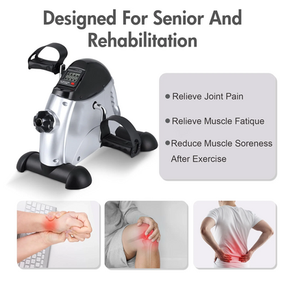 Under Desk Bike Pedal Exerciser, Mini Exercise Bike for Arm/Leg Exercise, Pedal Exerciser for Seniors with LCD Display