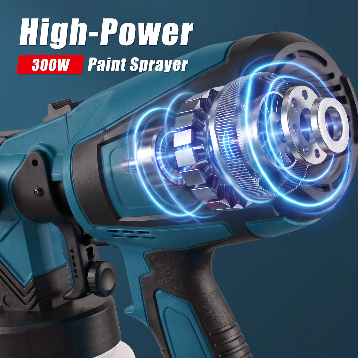 BAOKALER Cordless Paint Sprayer, Electric Spray Paint with 1400ml Container and 2×4.0Ah Batteries for Home Interior & Exterior, Furniture, Fence, Walls, Door, Garden Chairs, Blue