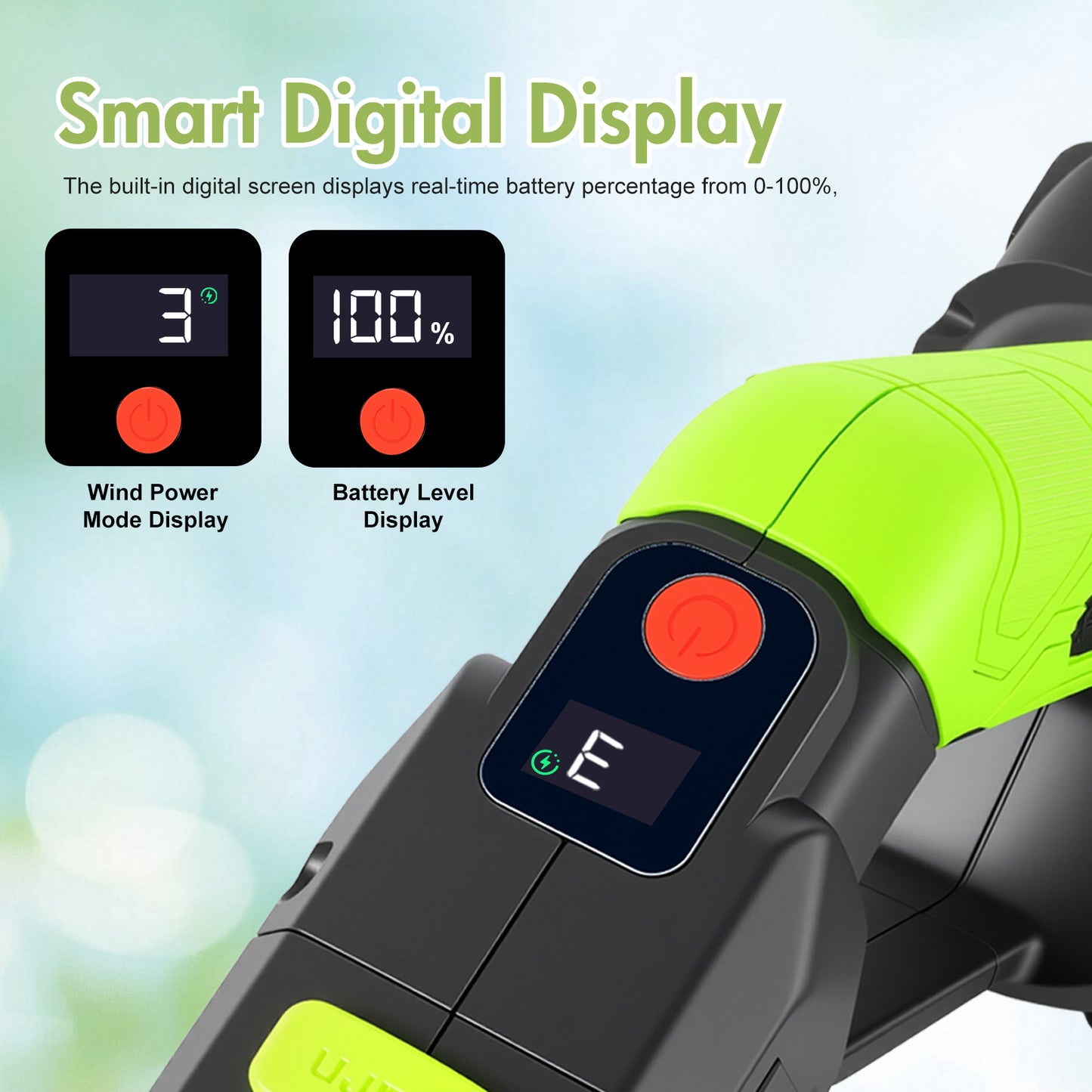 BAOKALER 21V Electric Cordless Leaf Blower, 600CFM 130MPH Sonw Blower with 2¡Á6AH Batteries, 3 Speed Modes, 180¡ã Adjustable Tube, LED Display