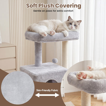 Sturdy Cat Tree: 40-Inch Indoor Cat Tower with Steps for Easy Climbing, Hiding Caves, Scratching Posts & Toys, Perfect for Big Cats