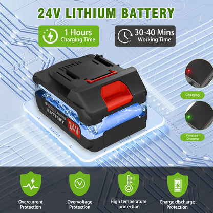 24V 650W Lawn Mover Electric Grass Trimmer Cordless W/2 Batteries, Battery Weed Eater, Electric Weed Wacker, Lawn Mower Cordless Pruning Cutter Weed Wacker Garden Trimming Tool