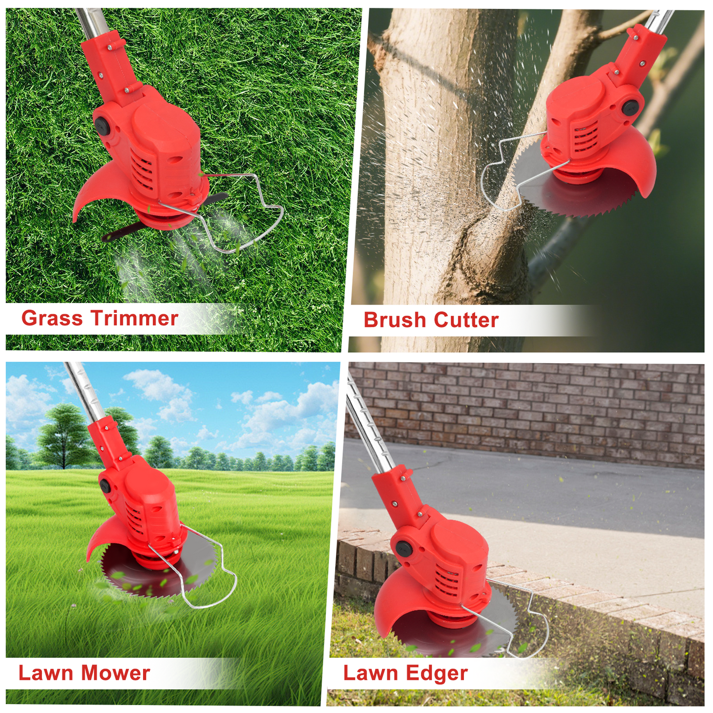21V Cordless String Trimmer With 2 X 1.5ah Battery And Charger, Electric Weed Wacker Battery Powered Weed Eater String, Mover For Yard, Garden, Red