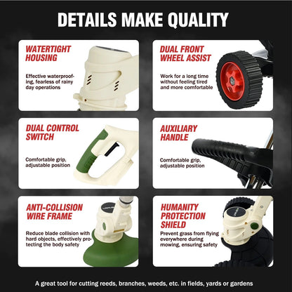 Electric Weed Wacker for Makita Battery, Cordless String Trimmer with Wheels, Weed Eater Grass Trimmer for Lawn Yard Garden