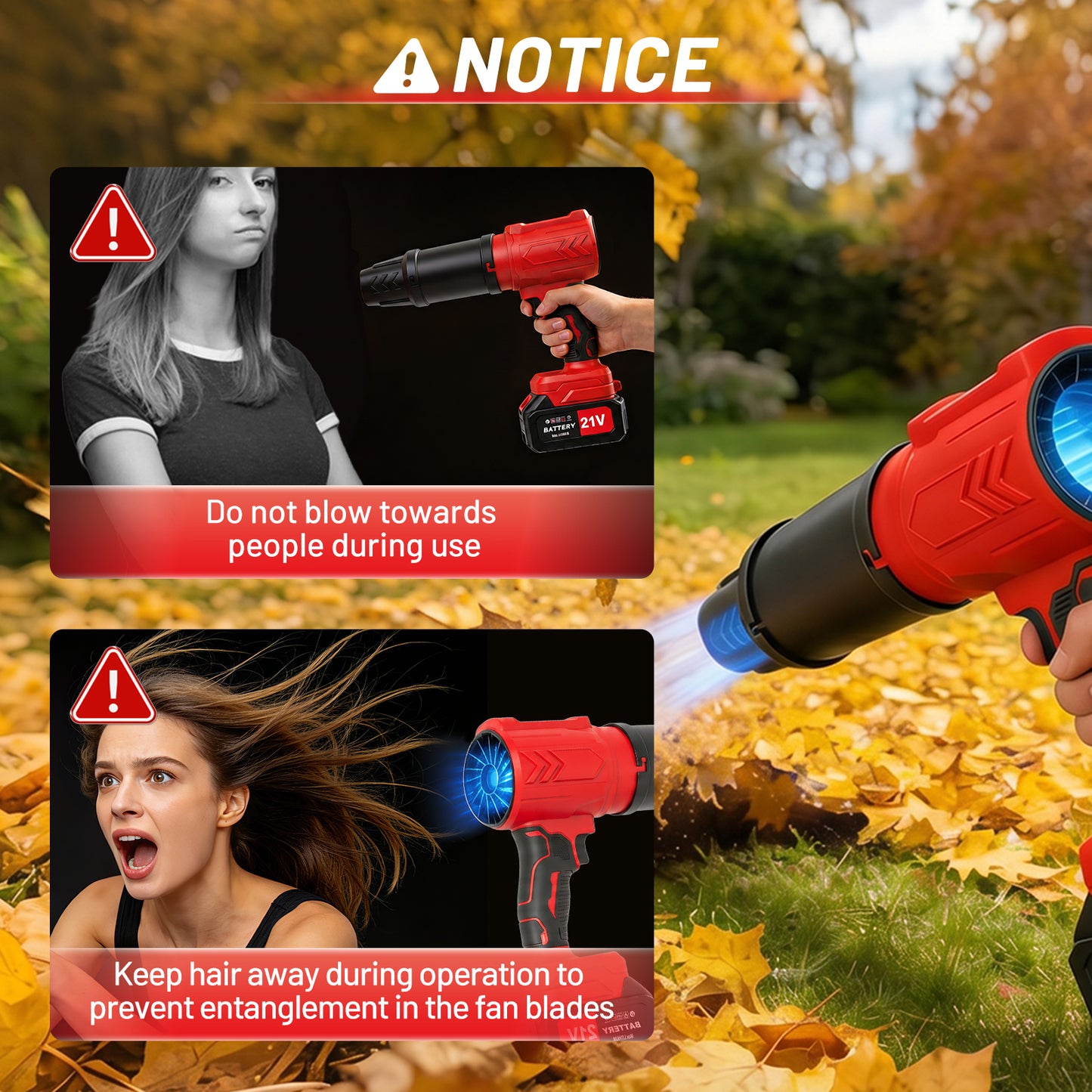 Cordless Leaf Blower, 950000 RPM Electric Leaf Blower with 2 X 4.0Ah Batteries & Charger, 110MPH Lightweight Handheld Blower for Patio Cleaning Blowing Leaves & Dust, Red