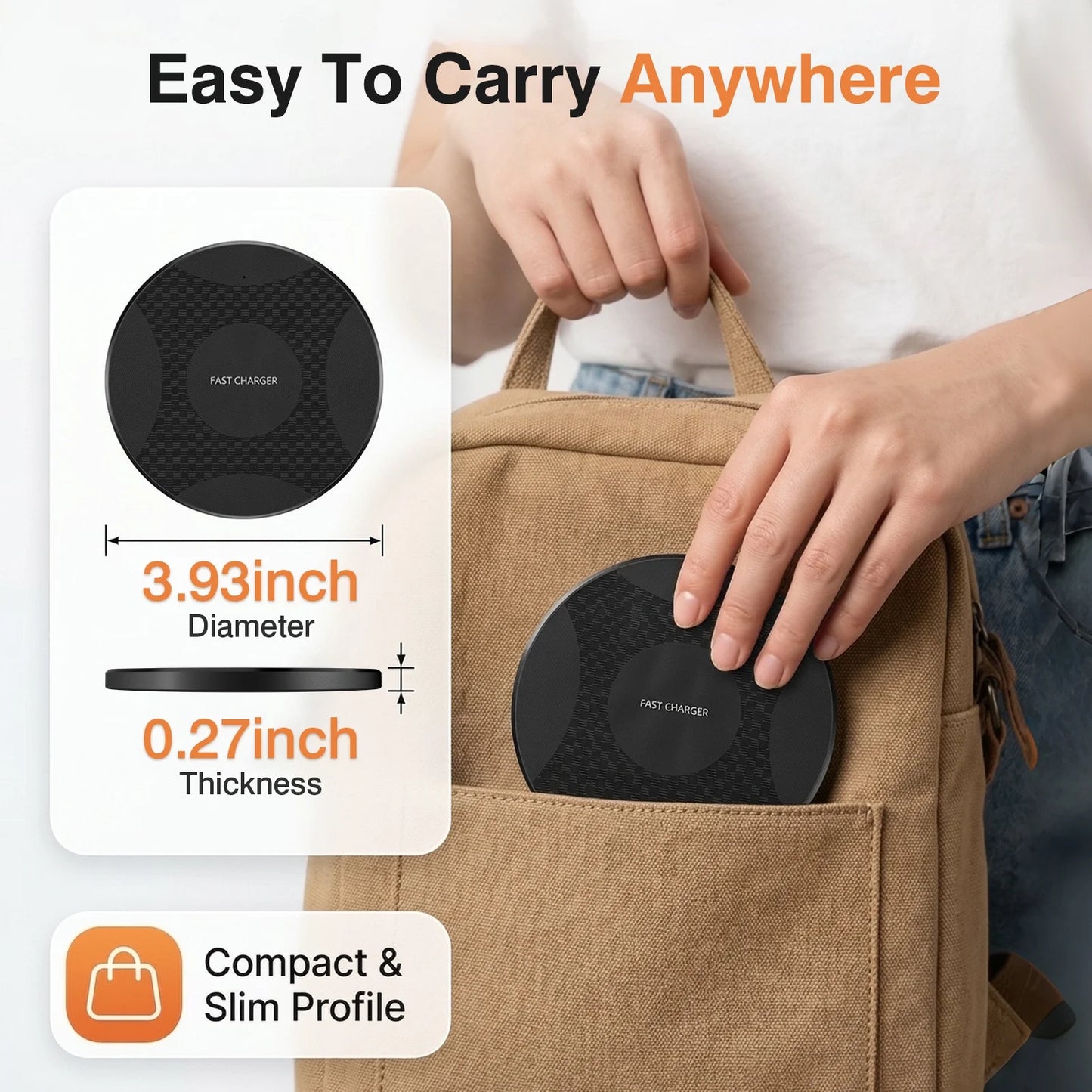 Wireless Charger for iPhone, Charging Pad for Compatible with iPhone 17 16 15 14 13 12 11 Pro Max/Mini/Plus/XR/X/8, Portable Charger for AirPods 4 3 2 Pro, Black