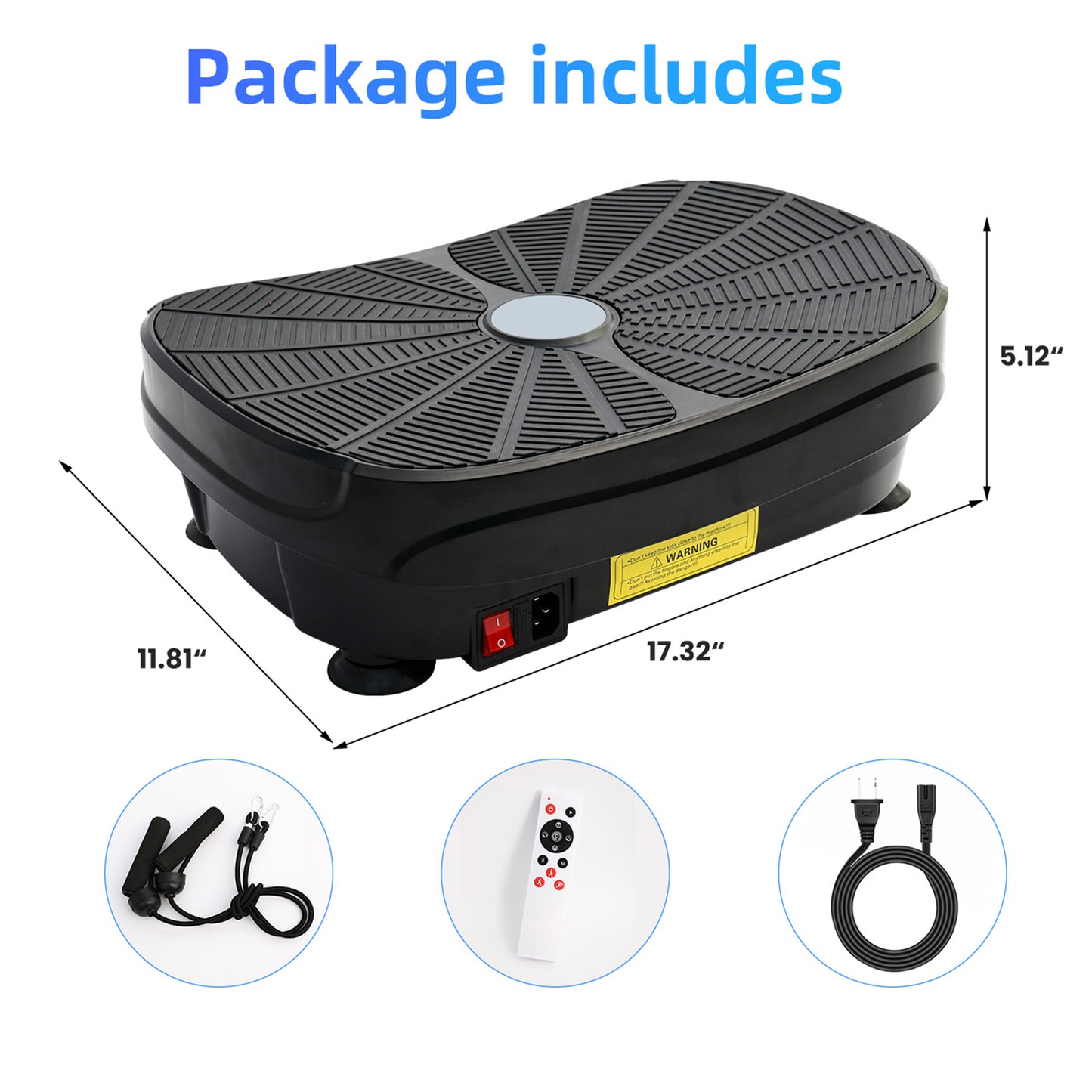 Vibration Plate Exercise Machine, Lymphatic Drainage Machine, Whole Body Workout Resistance Bands, Remote Control for Home Weight Loss and Training