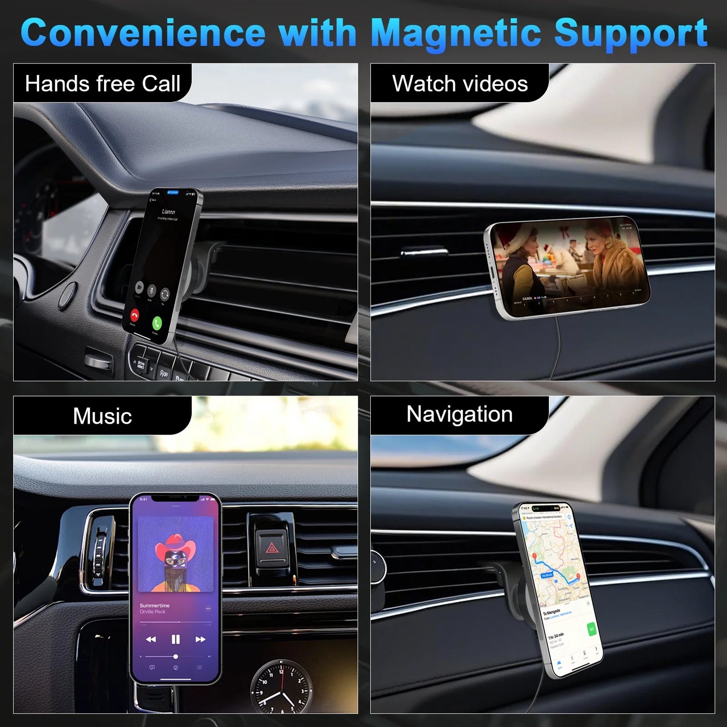 Magnetic Car Mount Charger for Mag-Safe,15W Fast Wireless Car Charger, 360¡ã Rotating Magnetic Phone Holder for Car Air Vent, Compatible with iPhone 17 16 15 14 13 12,Car Accessories£¬Black