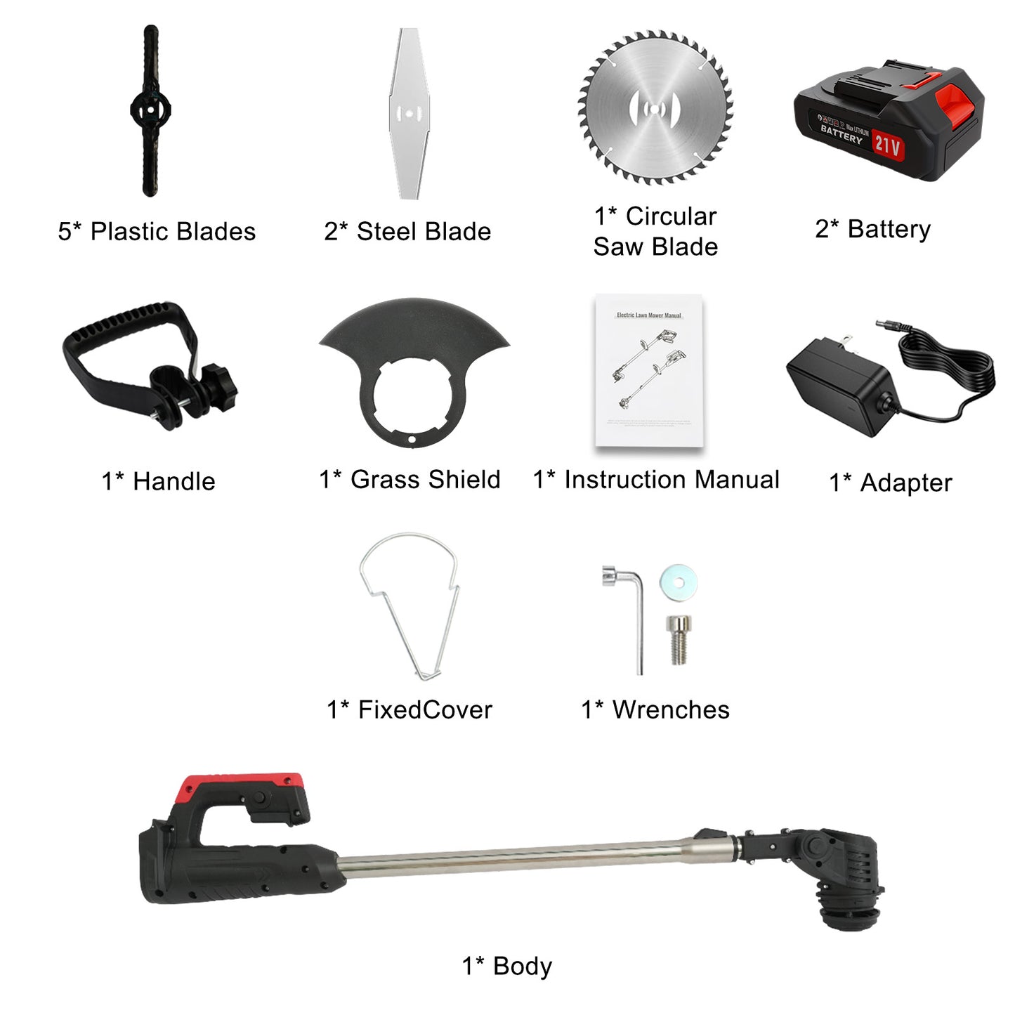 21V Cordless String Trimmer, 1.5Ah Battery Weed Wacker with Fast Charger, Battery Powered Weed Eater , 3-in-1 Electric Lawn Mower Grass Trimmer and Edger Lawn Tool, Black