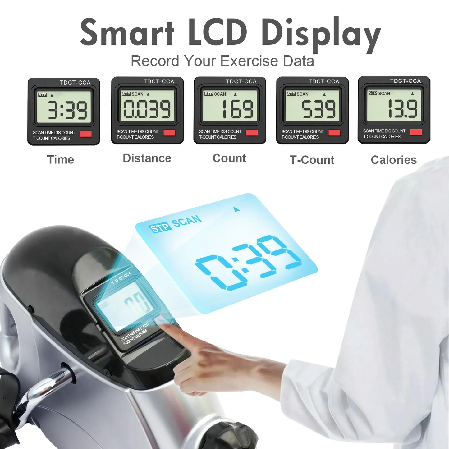 Under Desk Bike Pedal Exerciser, Mini Exercise Bike for Arm/Leg Exercise, Pedal Exerciser for Seniors with LCD Display