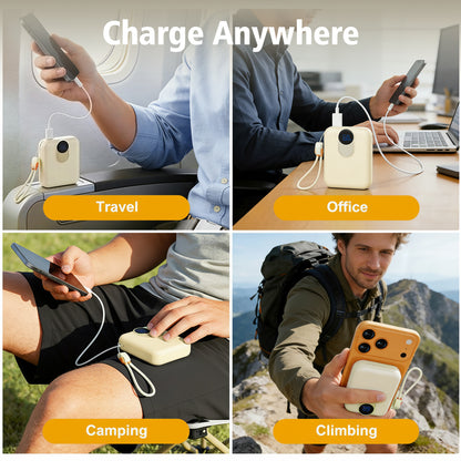 Magnetic Portable Charger, Ultra-Light 10000mAh 22.5W Power Bank, USB-C In & Out Fast Charging, Wireless Powerbank Compatible with iPhone 17/16/15/14 Samsung S22/S21 iPad etc (Cream White)