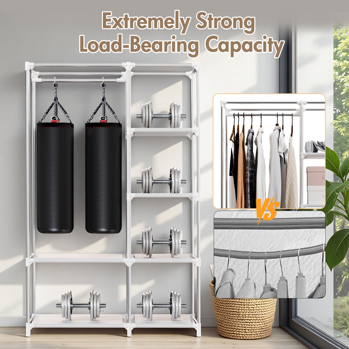 BAOKALER Closet Organizers and Storage, Hanging Closet Organization, Non-Woven Fabric Clothing Storage for Home Bedroom Living Room, Coffee