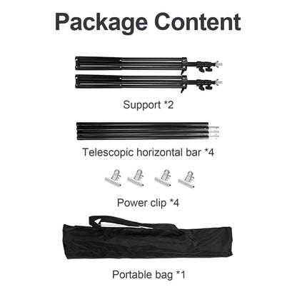 10ft Adjustable Background Support Stand Photography Video Studio Backdrop Kit with Carry Bag,4 Backdrop Clamps