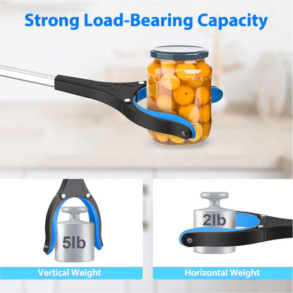 2pcs Grabber Reaching Tool, Hand Reacher Grabber Trash Pick up Claw for Elderly, Aluminum Blue
