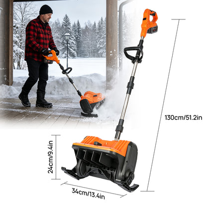 BAOKALER 21V Cordless Snow Shovel, 13 inch Electric Snow Blower with 2 x 4.0Ah Batteries and Ski Wheels for Driveways & Sidewalks
