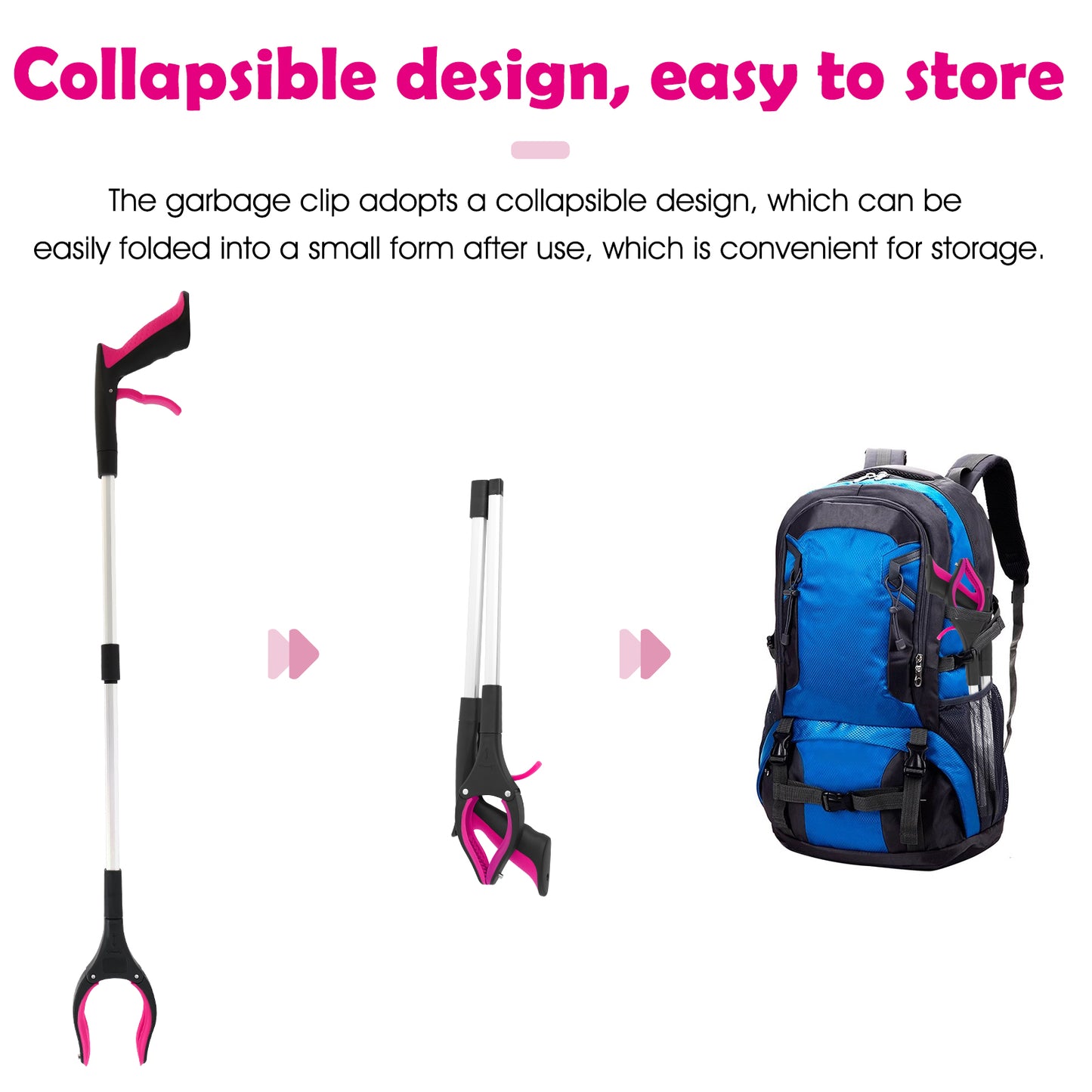 2Pcs 32 Grabber Reacher Tool, Foldable Grabber Reaching Tool, Purple