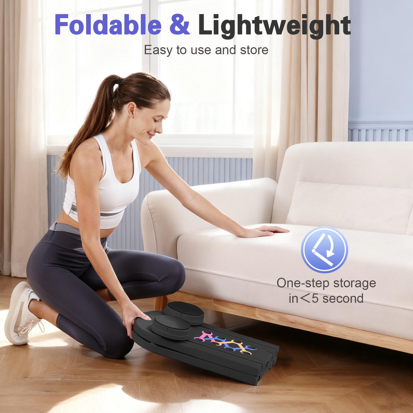 ALSO GO Pilates Board, Multifunctional Abdominal Board, Portable Pilates Machine with LED for Home, Sliding Workout Equipment with Knee Protected, Black