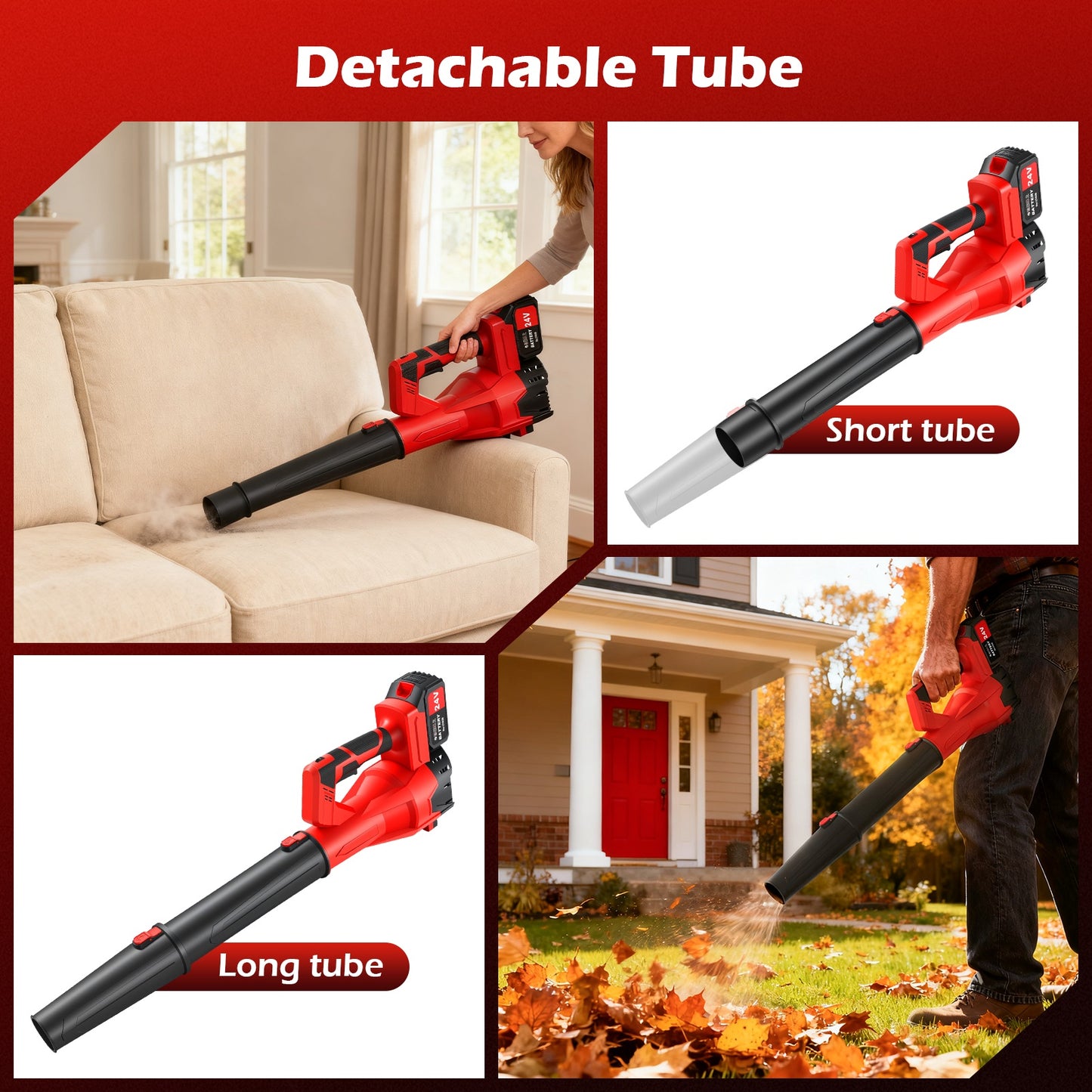 Leaf Blower, Electric Cordless Leaf Blower with 2 Batteries and Charger, 6 Speed Mode, Lightweight Battery Powered Leaf Blowers for Lawn Care, Blowing Leaves and Dust