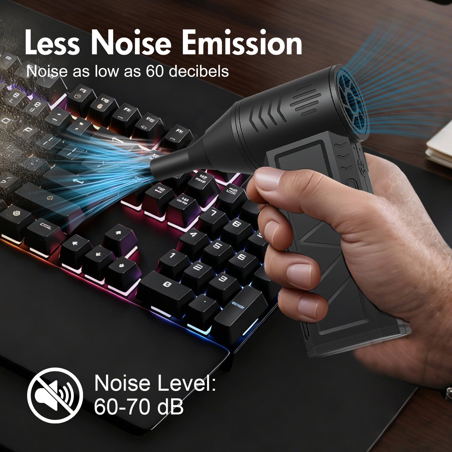 Compressed Air Duster, 180000RPM 3-Gear Adjustable Electric Air Duster with LED Display, Rechargeable Cordless Air Blower with Fast Charging for Computer, Keyboard, House, Outdoor and Car