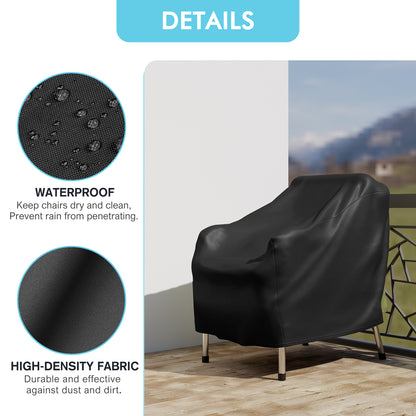 CATGOOD Patio Chair Covers, 420D Outdoor Chair Cover Waterproof, Lawn Lounge Furniture Cover for Wicker Chair, Swivel Chair, Rocking Chair, Black