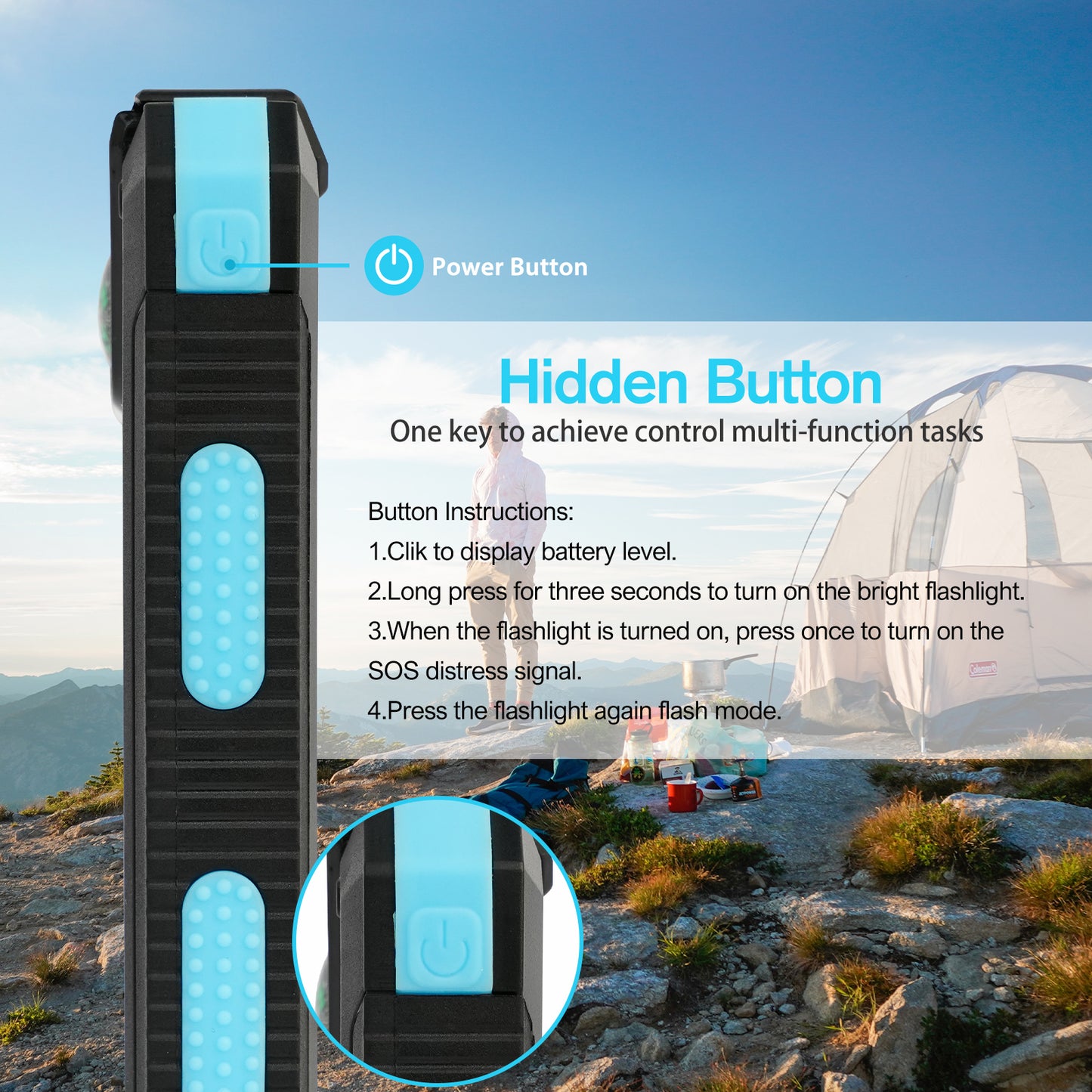 2PK BAOKALER 30000mAh Solar Charger for Cell Phone iPhone, Portable Solar Power Bank with Dual 5V USB Ports, 2 Led Light Flashlight, Compass Battery Pack for Outdoor Camping Hiking(Blue)