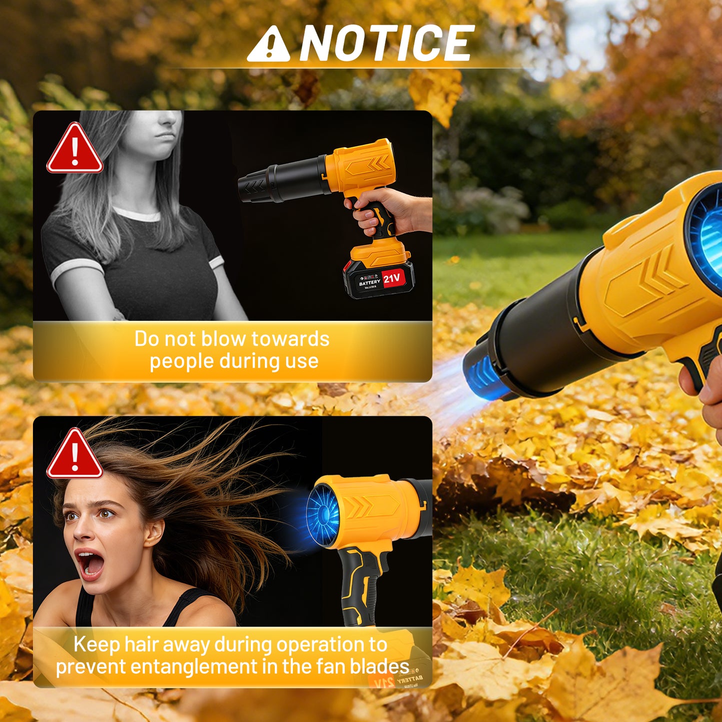 Cordless Leaf Blower, 950000 RPM Electric Leaf Blower with 2 X 4.0Ah Batteries & Charger, 110MPH Lightweight Handheld Blower for Patio Cleaning Blowing Leaves & Dust, Yellow