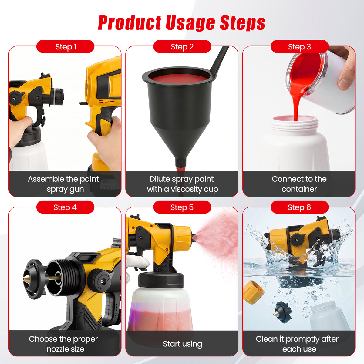 BAOKALER Cordless Paint Sprayer, Electric Spray Paint with 1400ml Container and 2×4.0Ah Batteries for Home Interior & Exterior, Furniture, Fence, Walls, Door, Garden Chairs, Yellow
