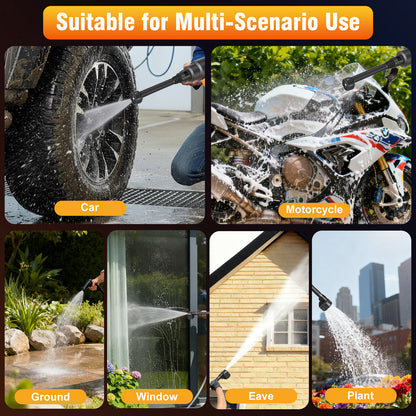 900PSI Cordless Pressure Washer, 3.0GPM Portable Power Washer with 6-in-1 Adjustable Nozzle, Power Cleaner with 16.4ft Hose for Cars/Patios, 1 Battery, Charger Included