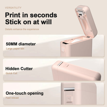 Label Maker Machine with Tape - HP2 Portable Bluetooth Label Printer for Storage, Office, Home, Mini Smart Phone, Pink