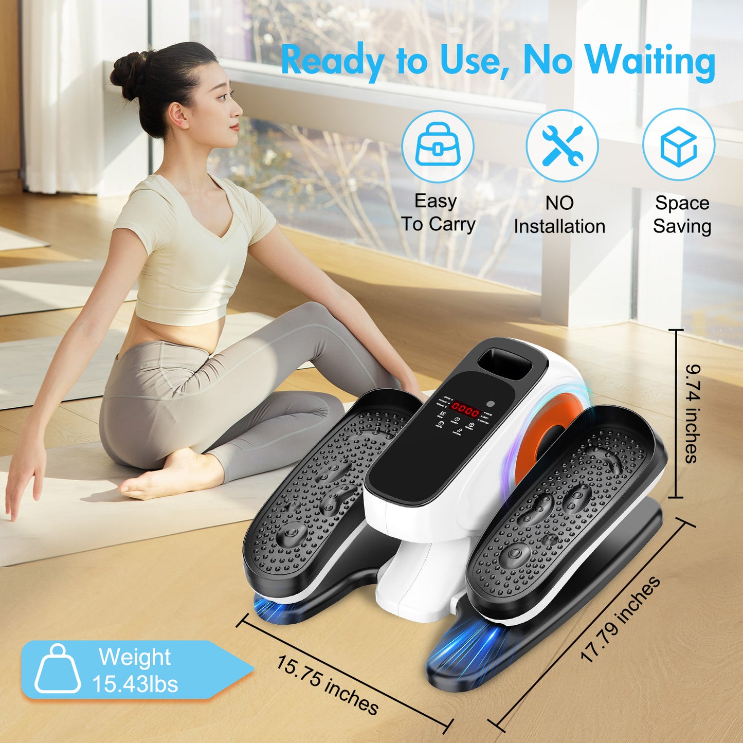 Under Desk Elliptical Machine, Powered Leg Exerciser for Seniors While Sitting, Portable Mini Elliptical with Remote Control, 12 Adjutable Speed Levels