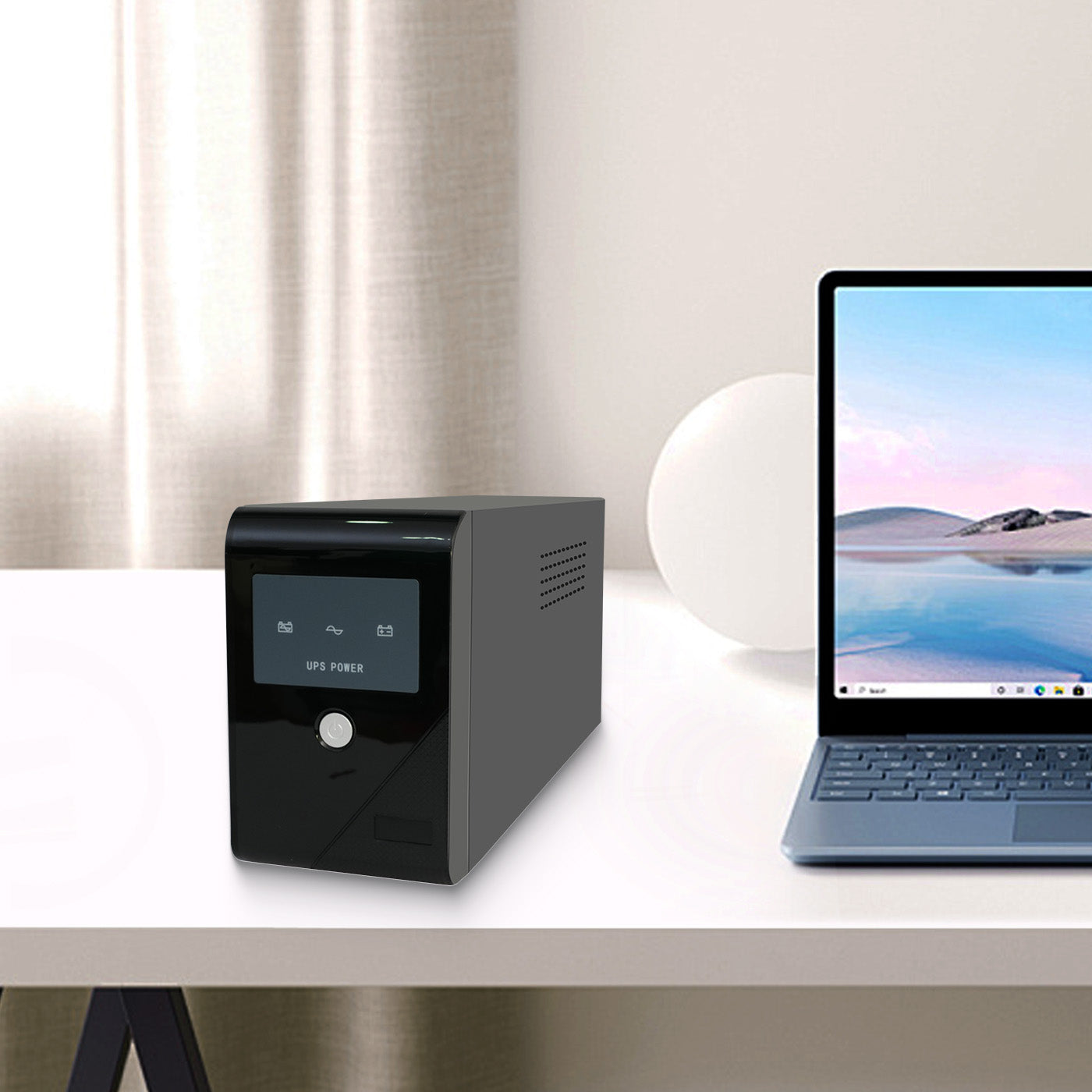 Backup UPS Power Supply 1000VA 600W Battery Backup Power with 3 Outlets and LCD Display, Suitable for Home and Office