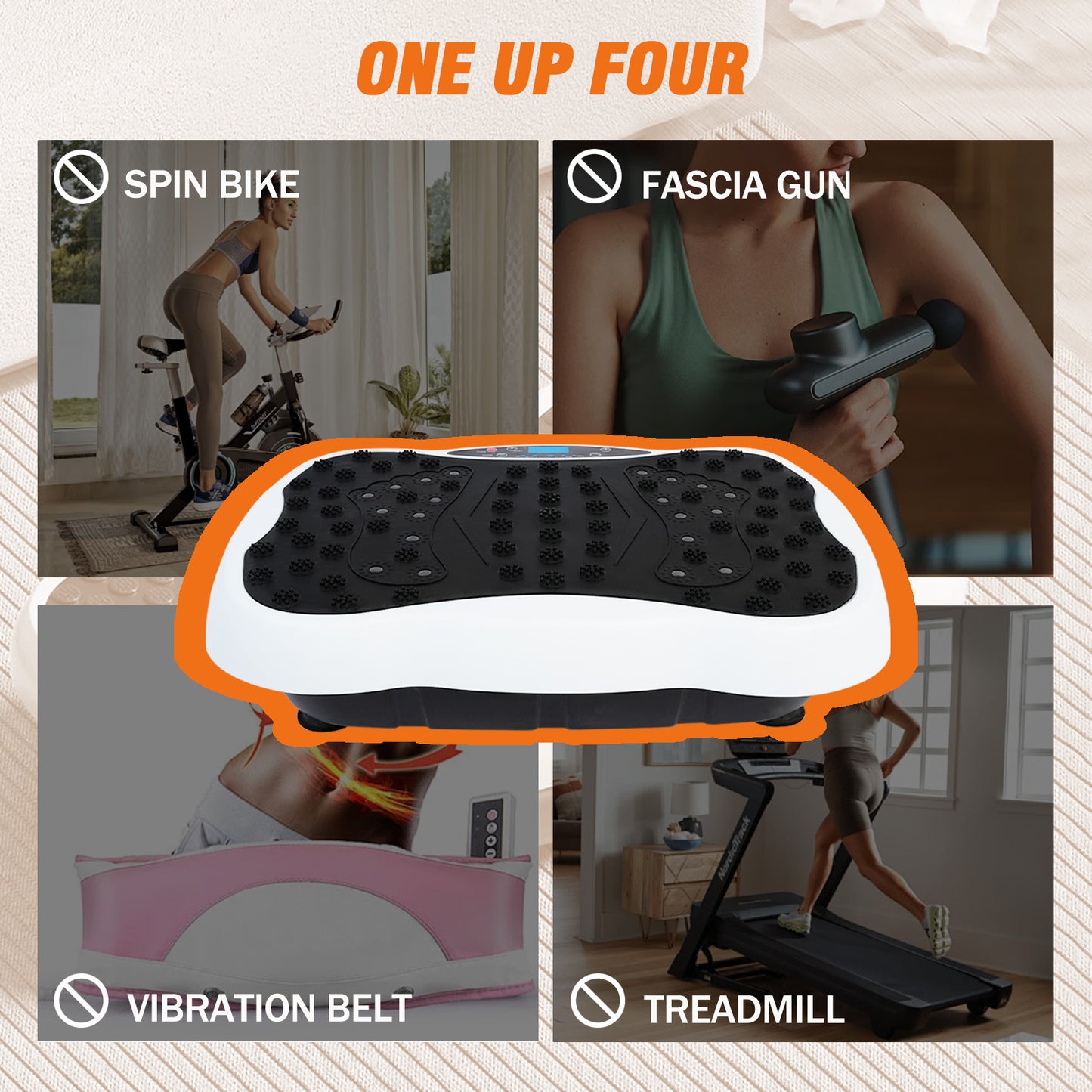 330lb Vibration Plate Exercise Machine, Vibration Board for Lymphatic Drainage, Whole Body Workout Vibrate Fitness Platform, Waver Vibration Stand for Weight Loss, Home Gym Equipment,White