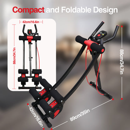 Dual Track Core & Abdominal Trainers, Abdominal Workout Equipment for Home Gym, Abdominal Exercise Machine Max Weight 440lbs, Fitness Equipment with LCD Display