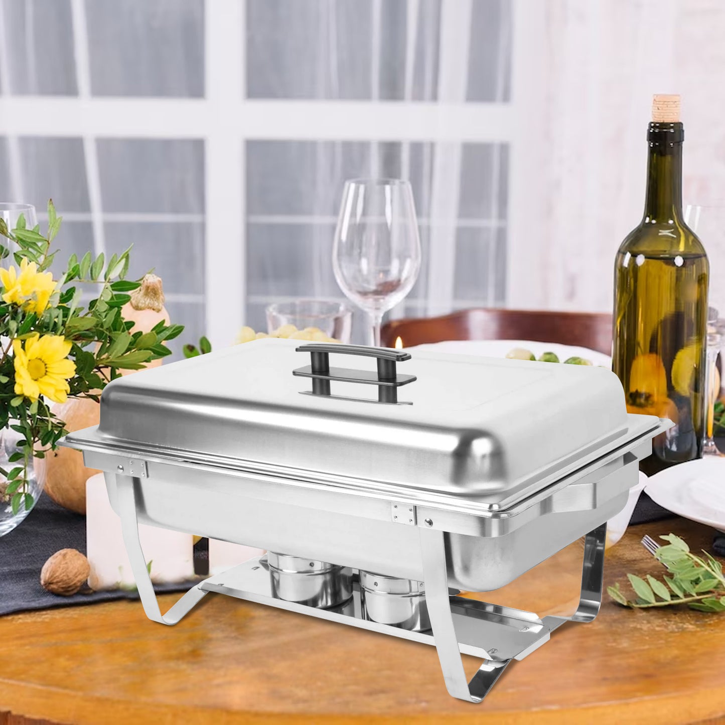 Chafing Dish Buffet Set 2 Pack, 8QT 3 Compartment Stainless Steel Chafing Dish Set, Buffet Warmer for Catering, Parties, Weddings