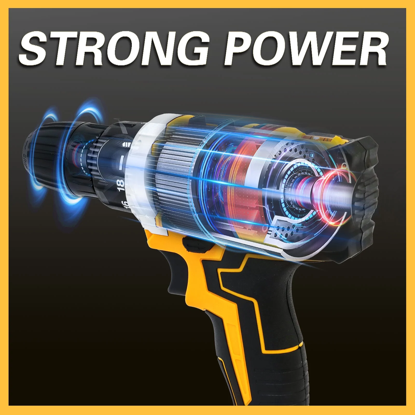 CATGOOD Tool Set with 21V Cordless Drill, 3/8" Electric Drill Set with 2*3.0Ah Batteries and Charger for DIY Screwdriver, 120 PCS, Yellow