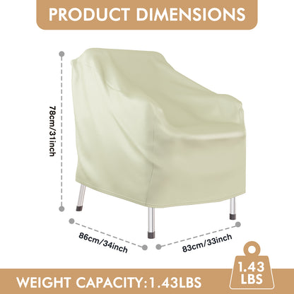 CATGOOD 2 Pack Heavy Duty Patio Chair Covers, Outdoor Chair Covers Waterproof for Lounge Chairs, Deep Seat Cover for Lawn Garden, Khaki