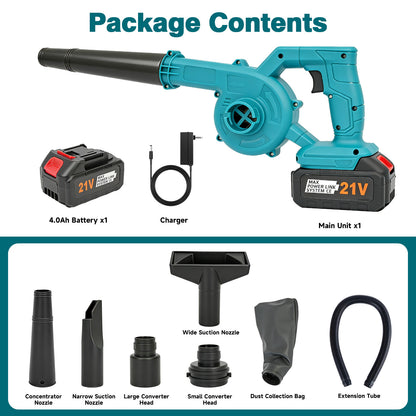 BAOKALER 21V Mini Cordless Leaf Blower, 160 MPH 2-in-1 Lightweight Electric Leaf Blower with 4.0Ah Battery for Lawn, Patio, Dust Cleaning, Blue