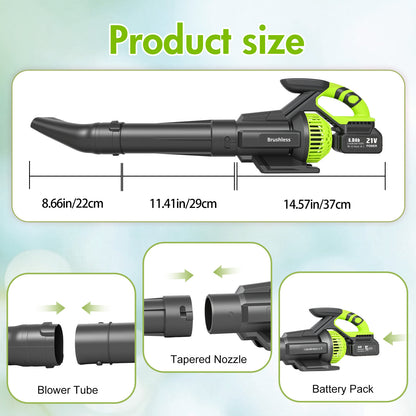 BAOKALER Brushless Leaf Blower Cordless with 6 Ah Battery, 4 Speed Modes Up to 700CFM, Leaf Blower with Detachable Tube and Digital Display